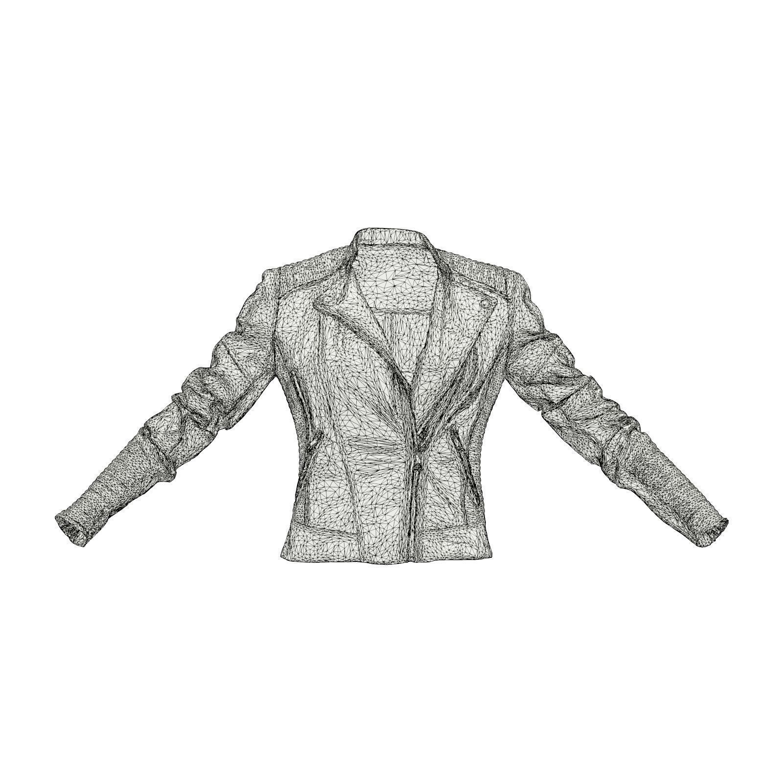 Padded Leather Biker Jacket 3D model_6