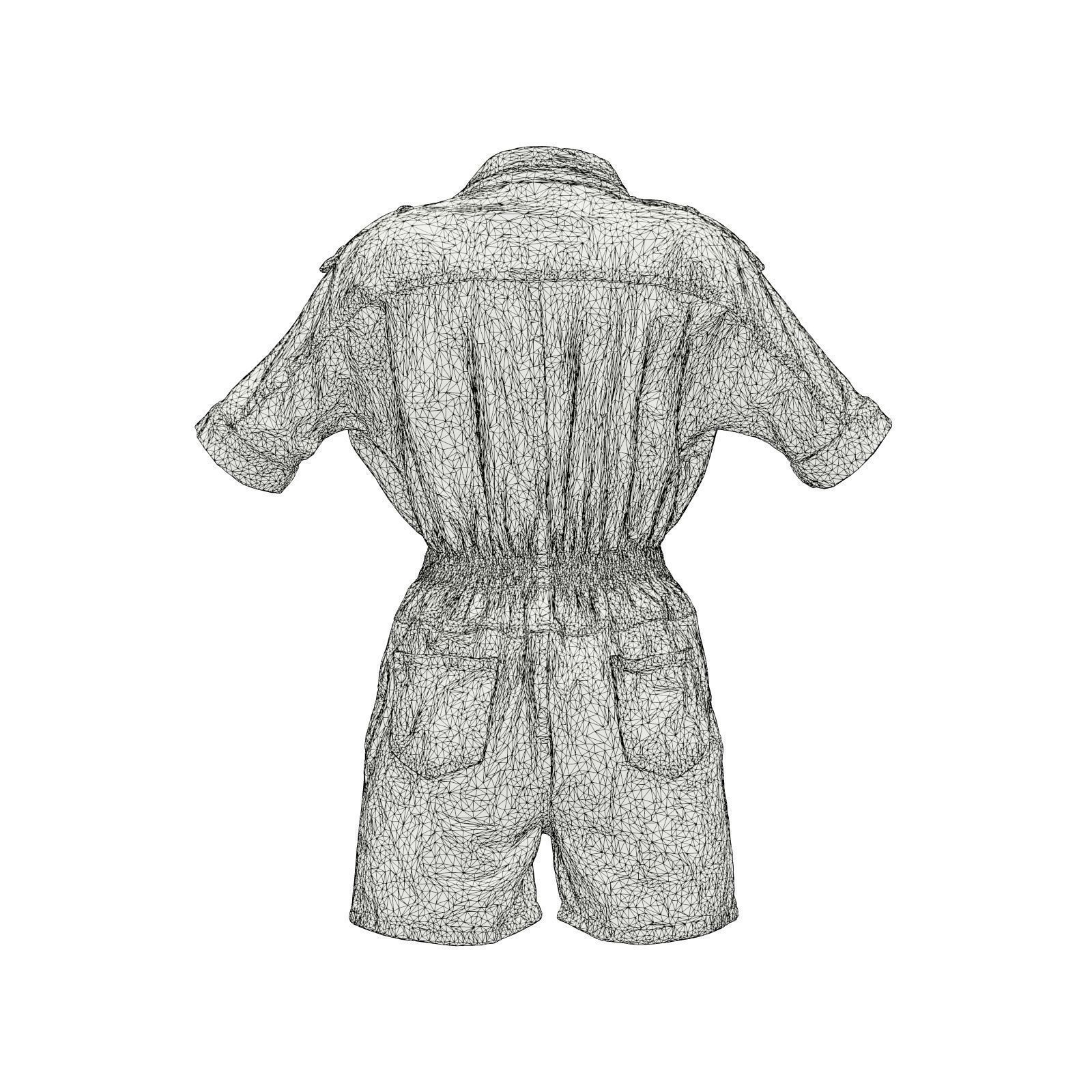 Open Jeans Romper 3D model_7