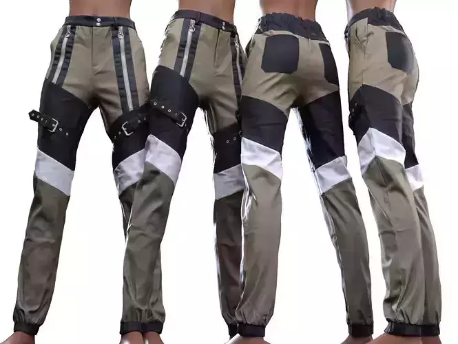 Multicolor Strap Trousers 3D model