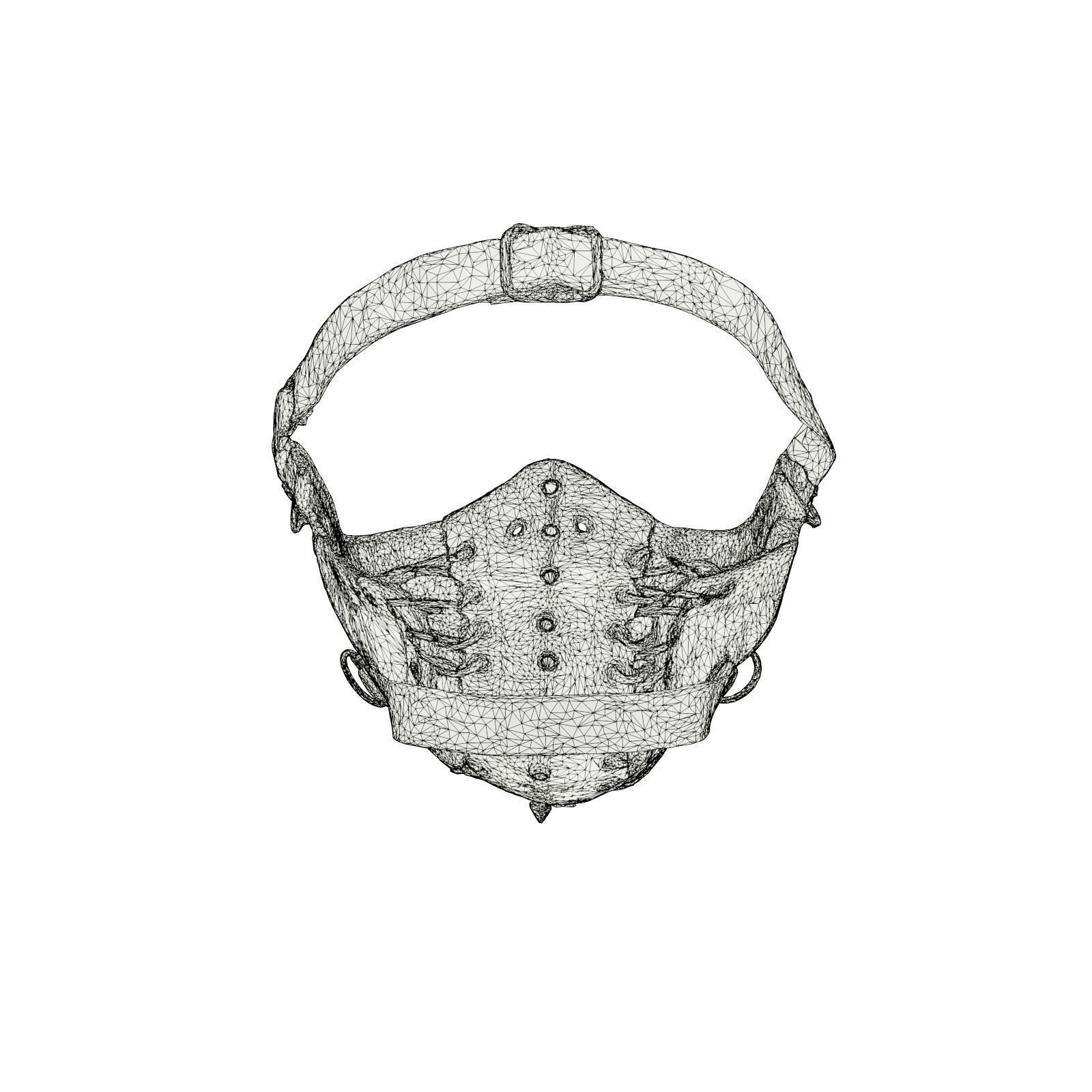 Mouthmask-Pins gothic face mask with metal straps 3D model_7