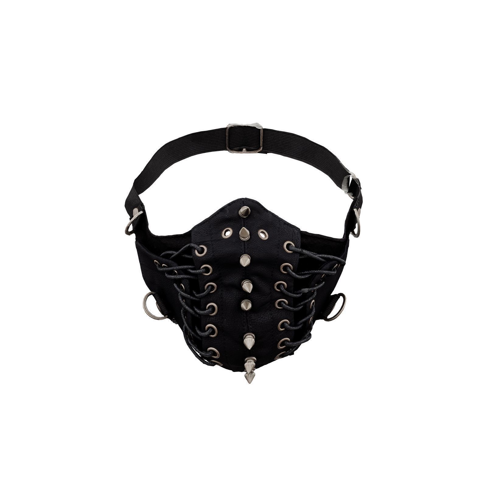 Mouthmask-Pins gothic face mask with metal straps 3D model_2