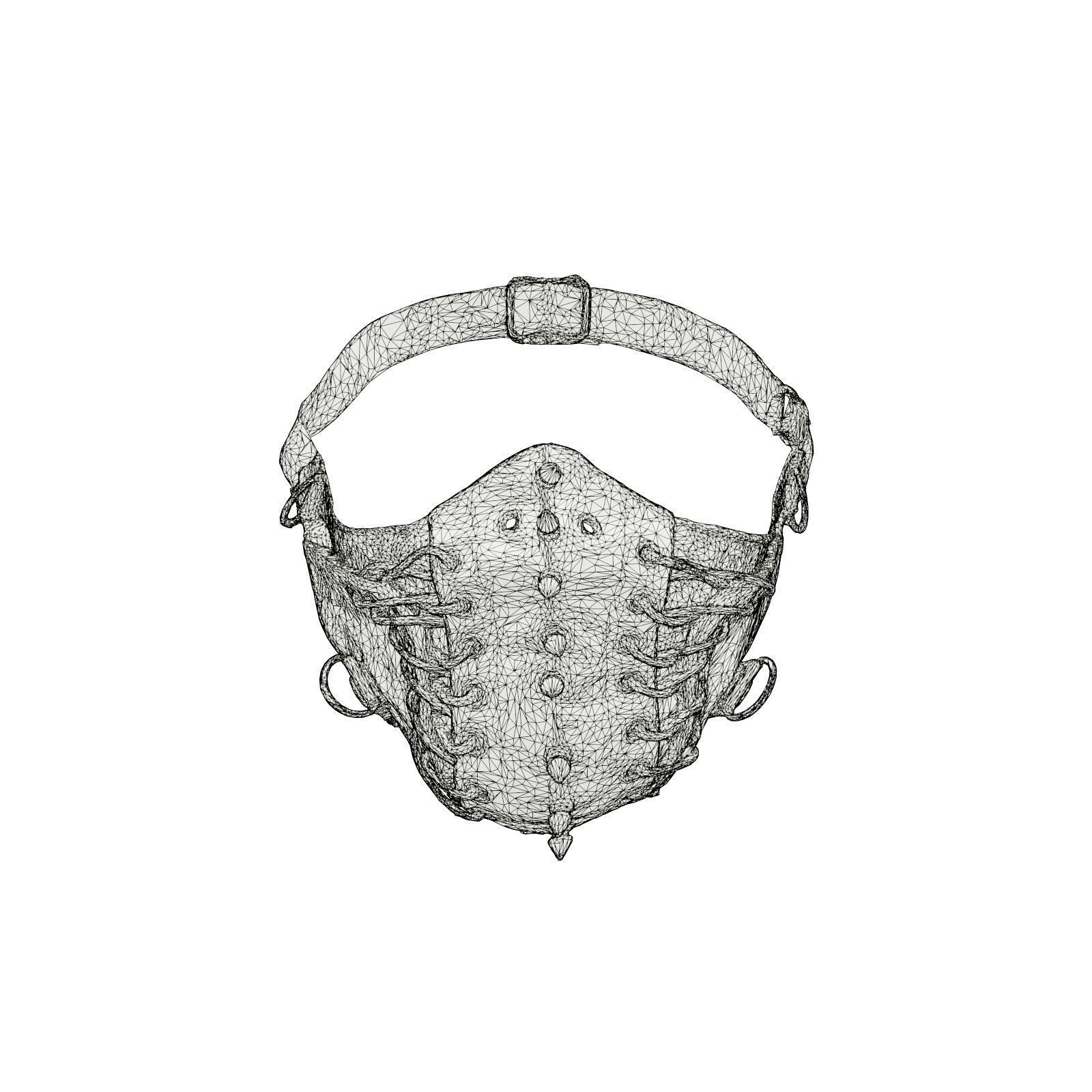 Mouthmask-Pins gothic face mask with metal straps 3D model_6