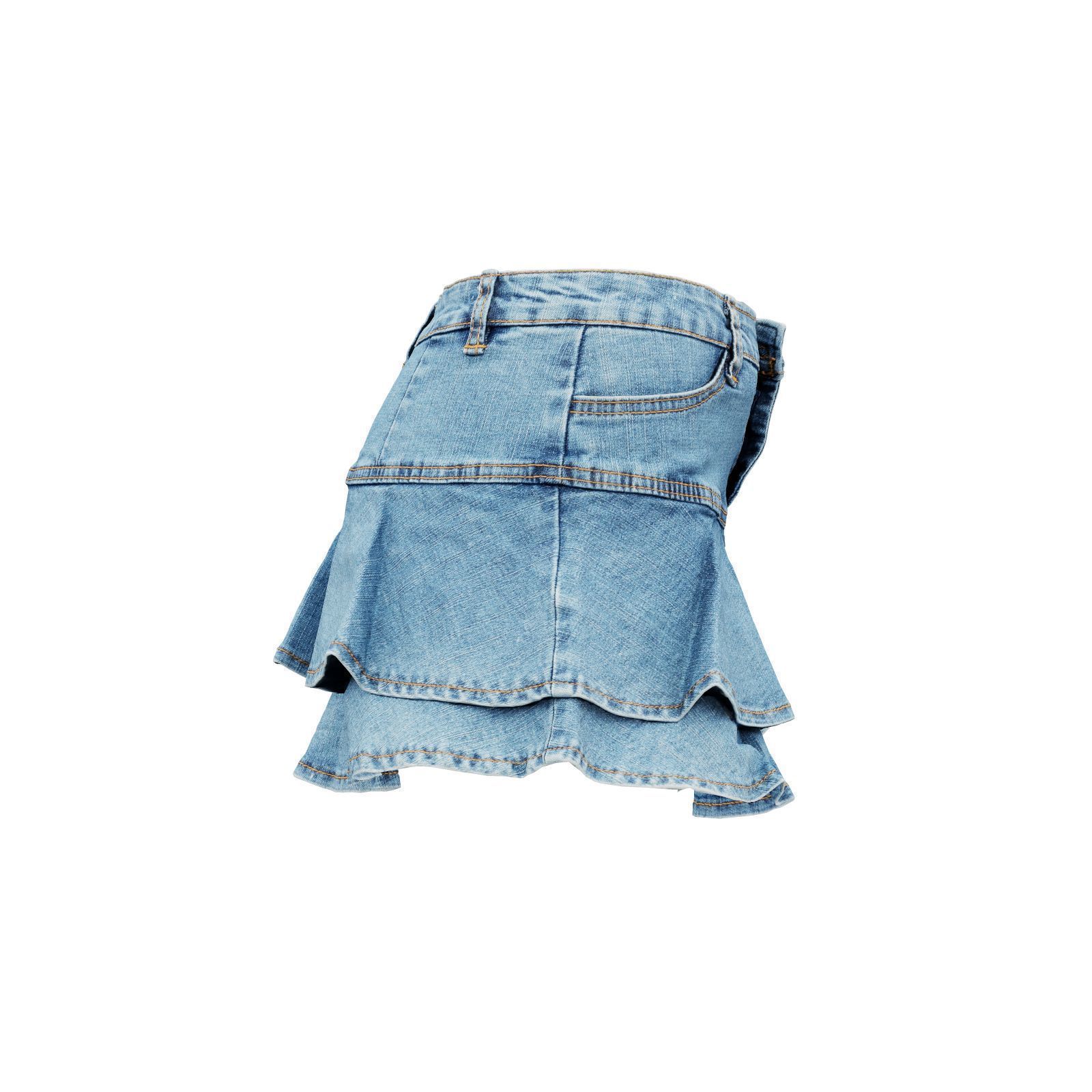 Mini Jeans Skirt 3D model_7