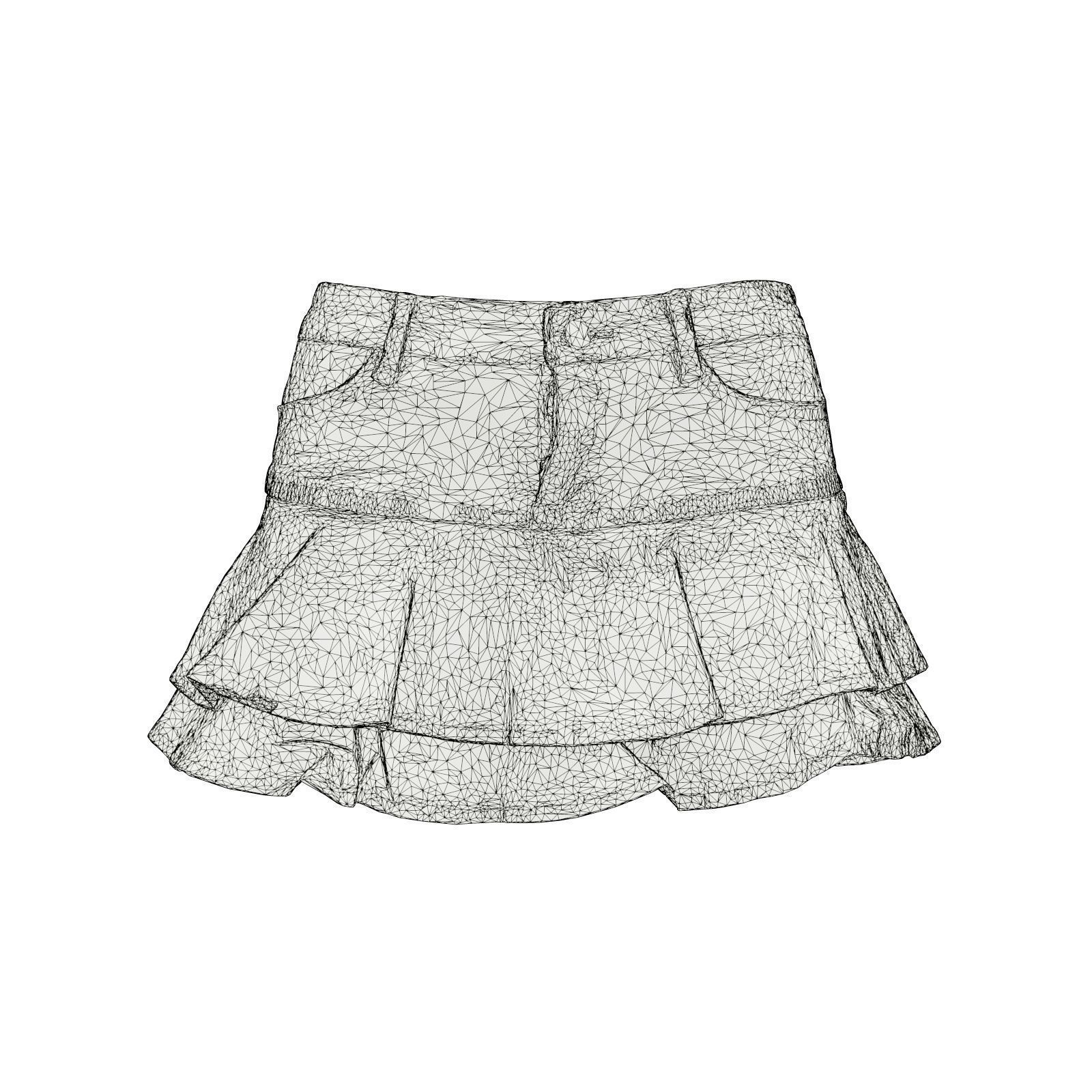 Mini Jeans Skirt 3D model_8