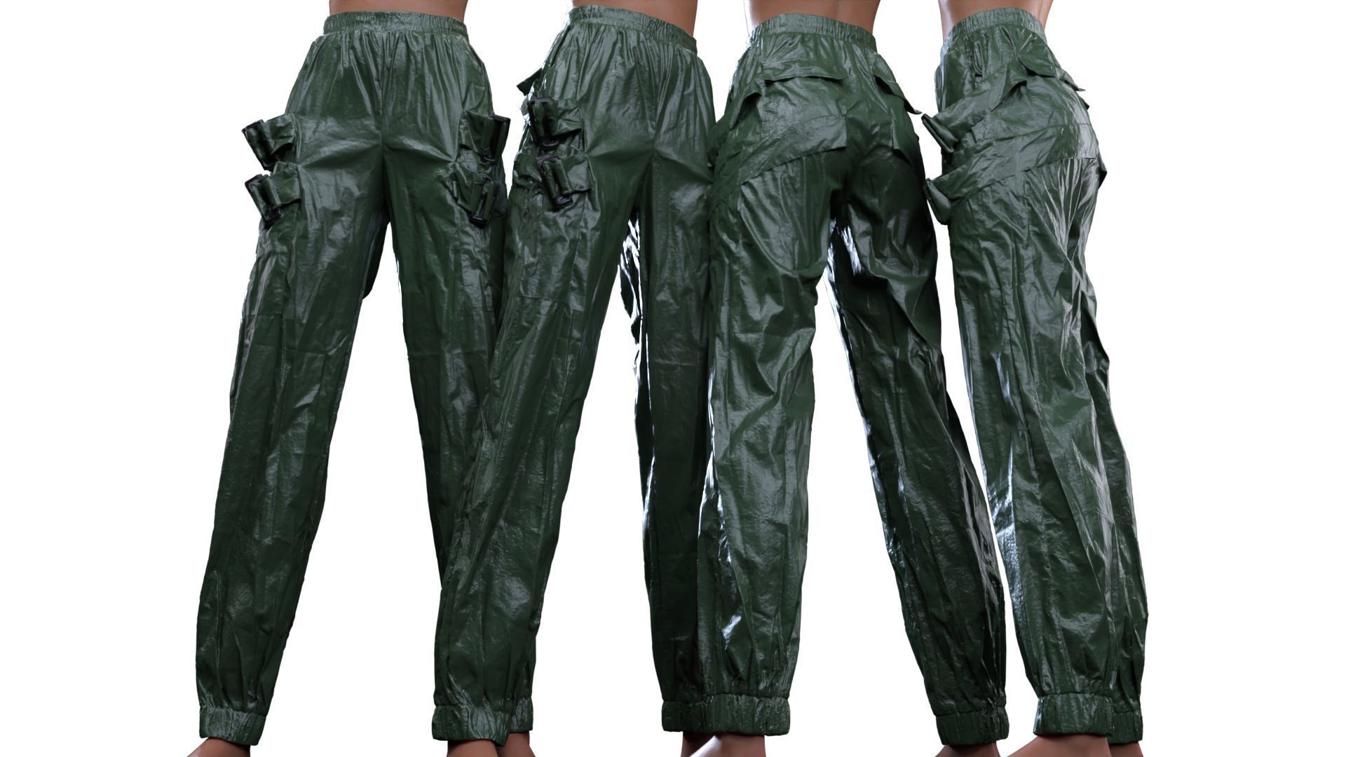 Metallic Straps Trousers 3D model_18