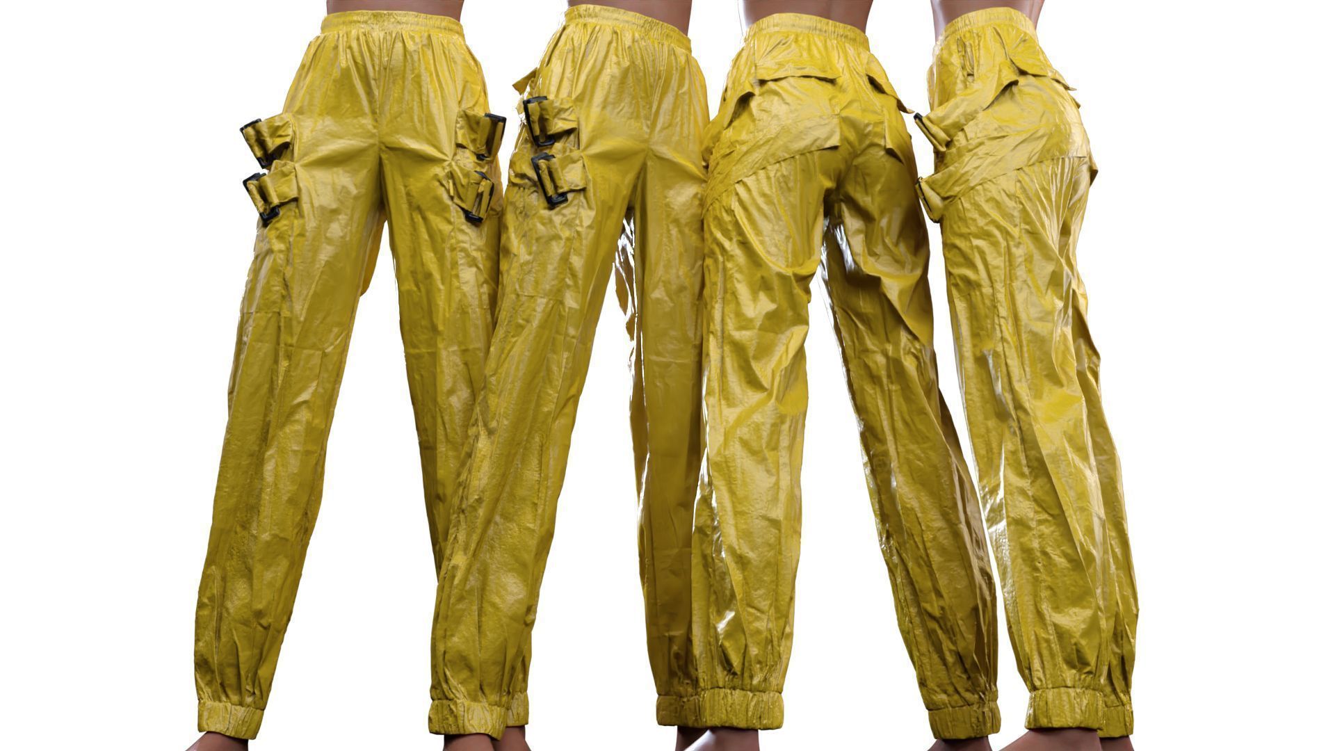 Metallic Straps Trousers 3D model_19