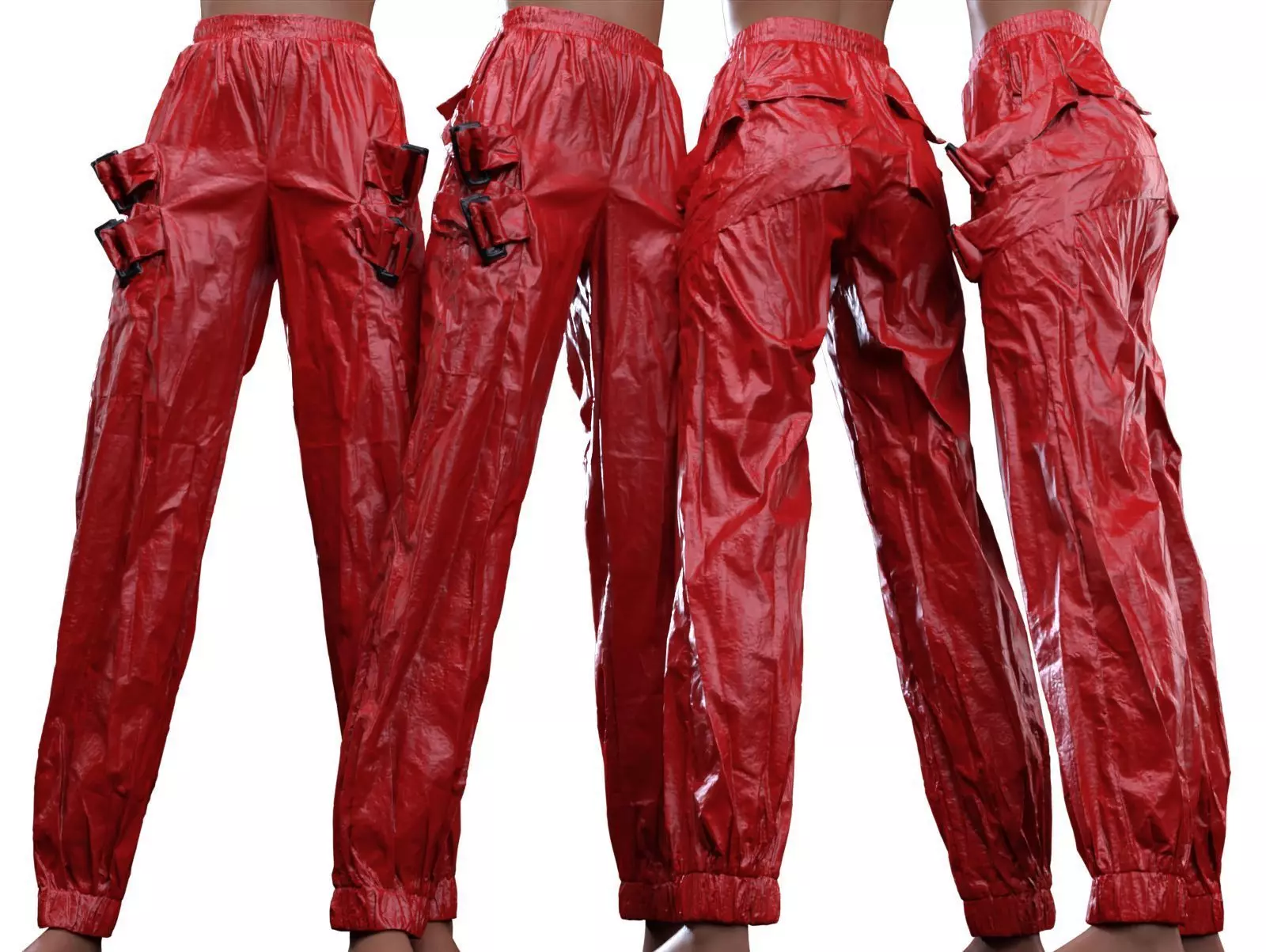 Metallic Straps Trousers 3D model_0