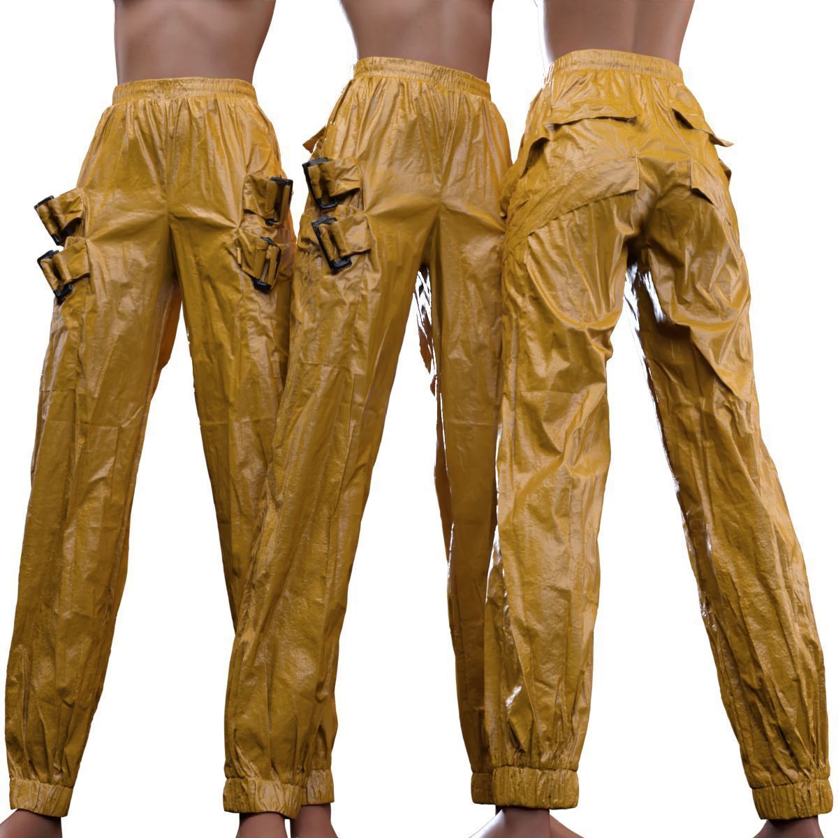 Metallic Straps Trousers 3D model_15