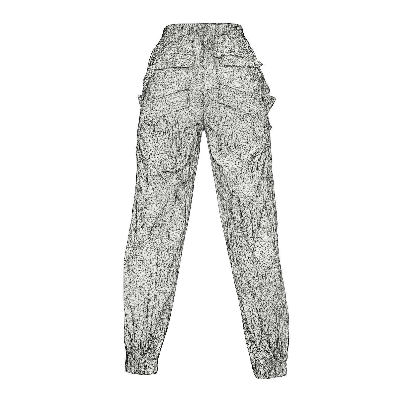 Metallic Straps Trousers 3D model_9