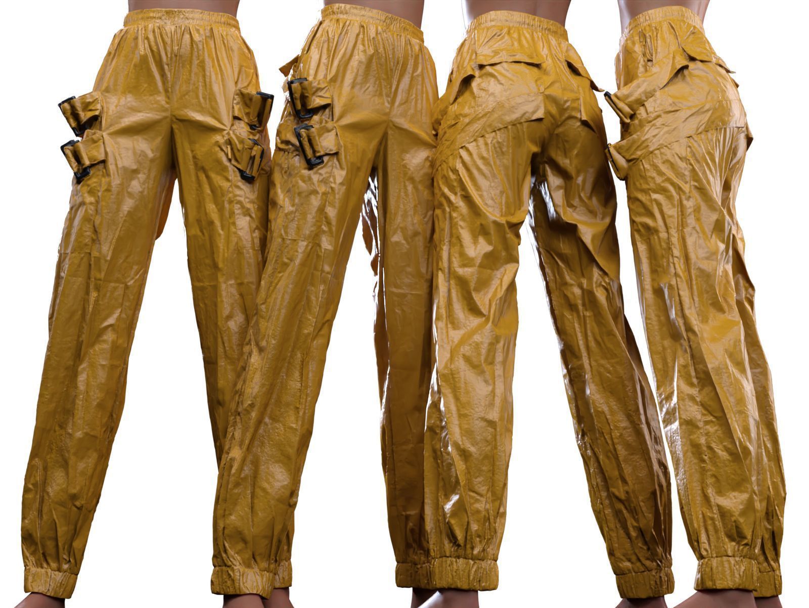 Metallic Straps Trousers 3D model_11