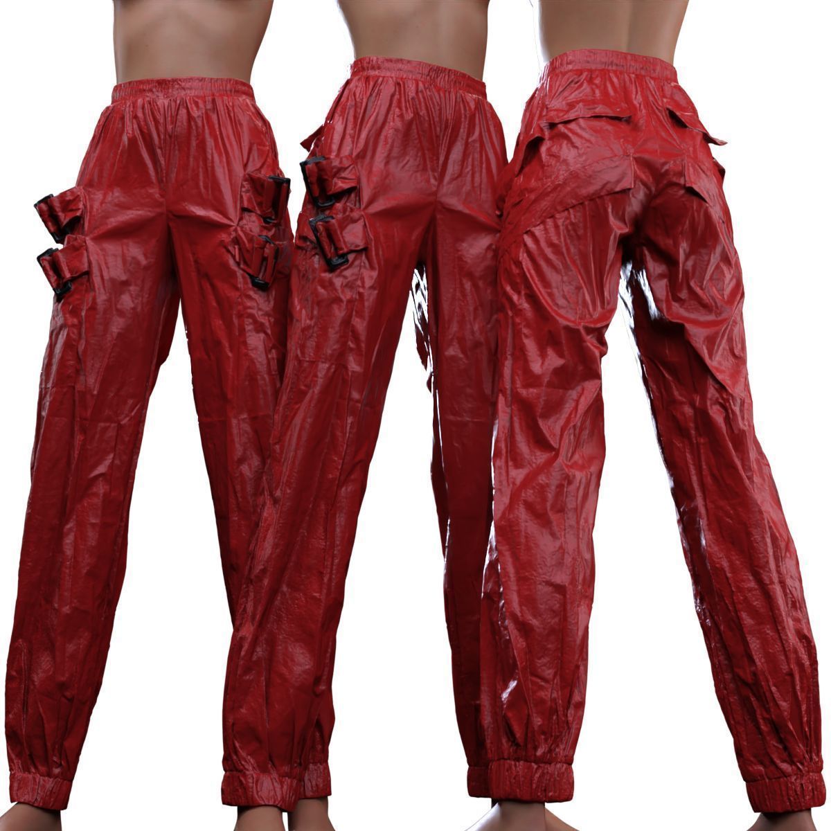 Metallic Straps Trousers 3D model_13