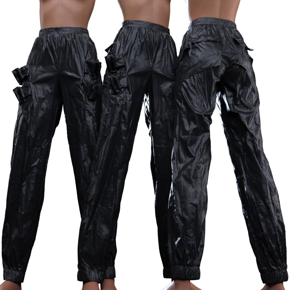 Metallic Straps Trousers 3D model_14