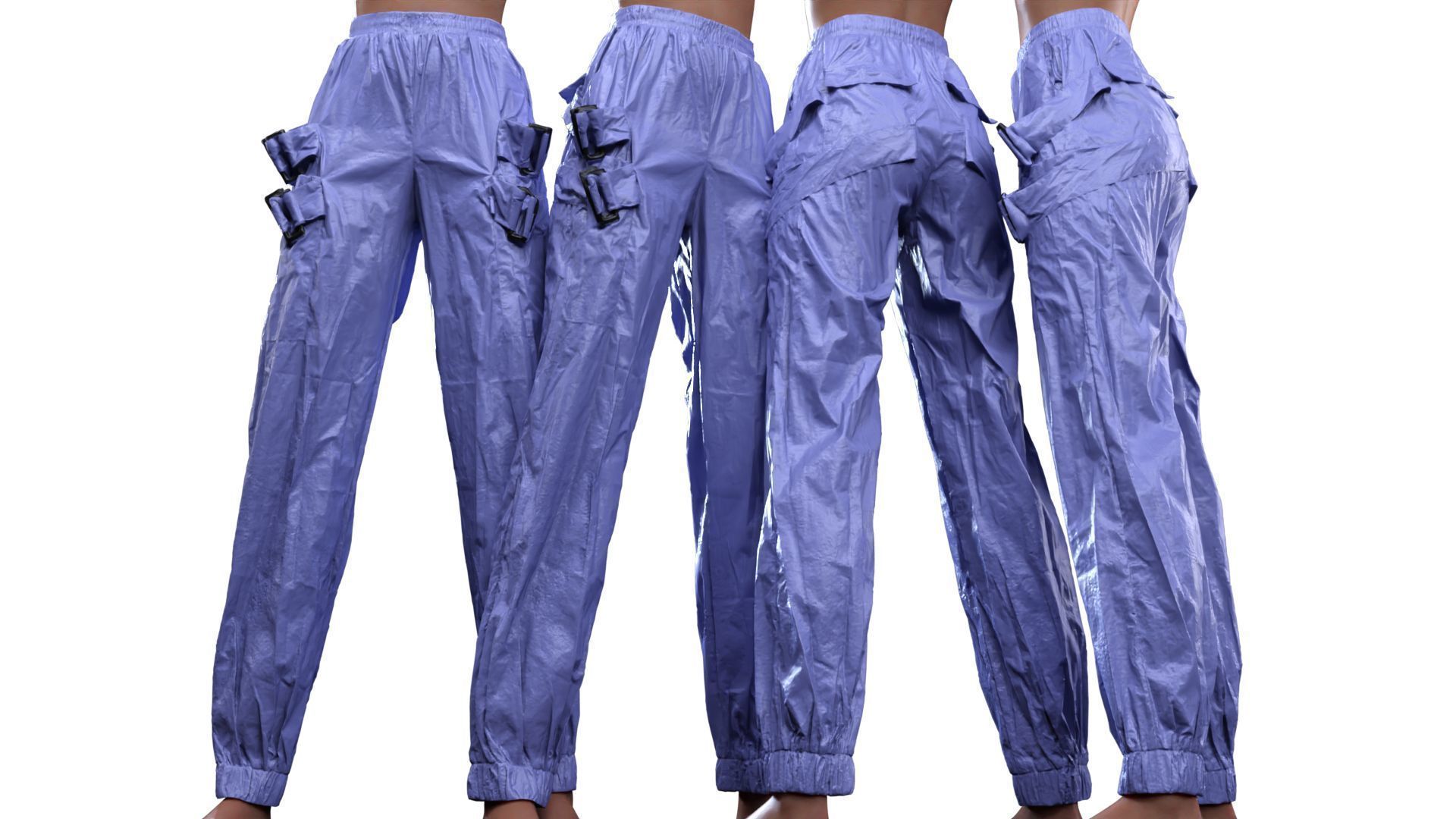 Metallic Straps Trousers 3D model_16