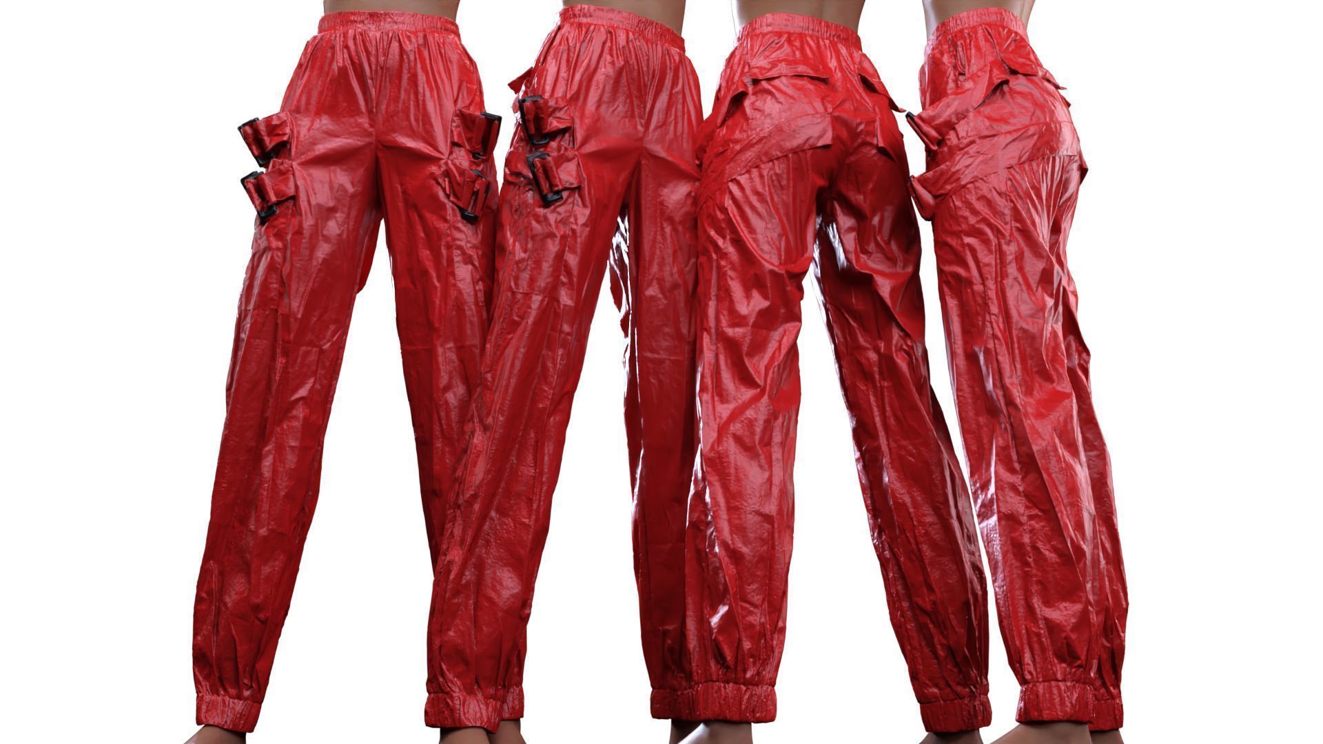 Metallic Straps Trousers 3D model_17