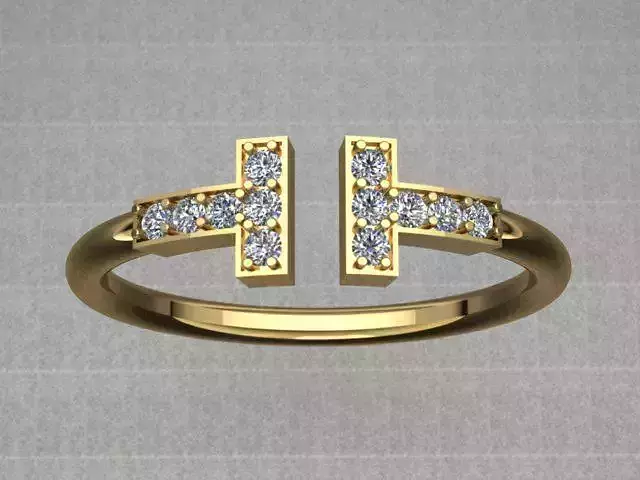 Tiffany Style Golden Diamond Wire Ring 3D print model