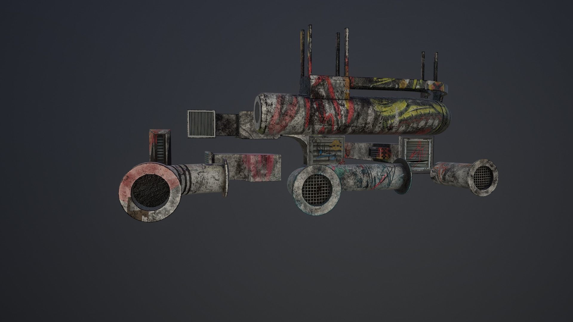 Cyberpunk Air Ducts Pack Low-poly 3D model_20