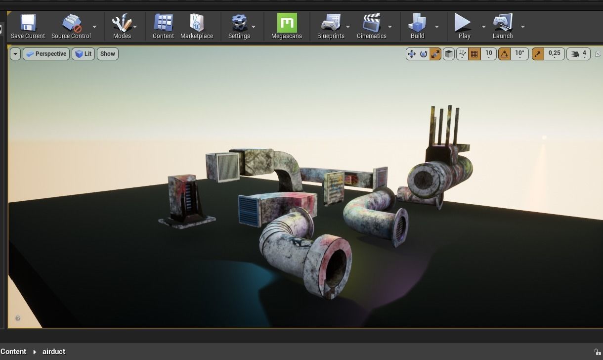 Cyberpunk Air Ducts Pack Low-poly 3D model_8