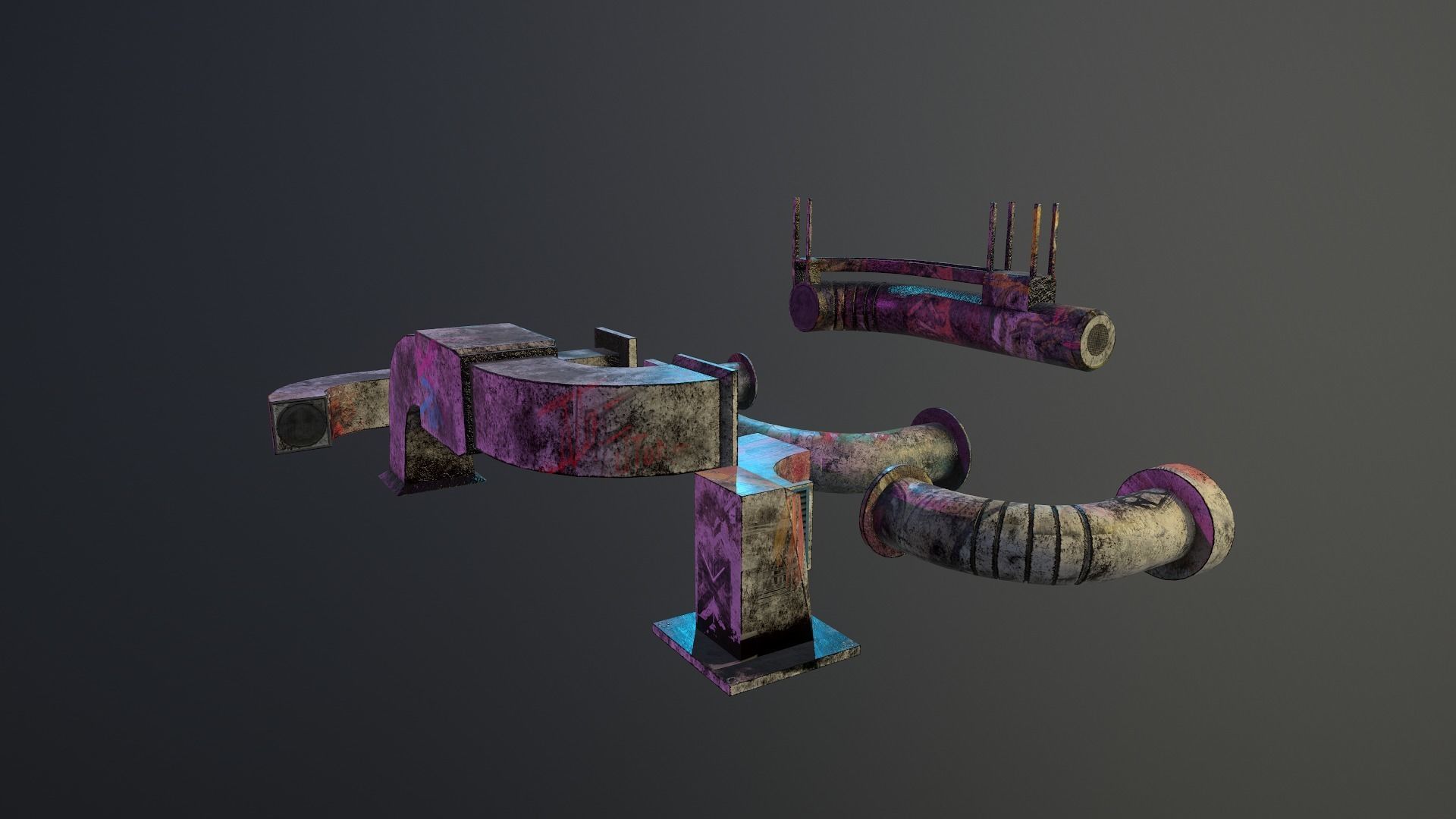 Cyberpunk Air Ducts Pack Low-poly 3D model_30