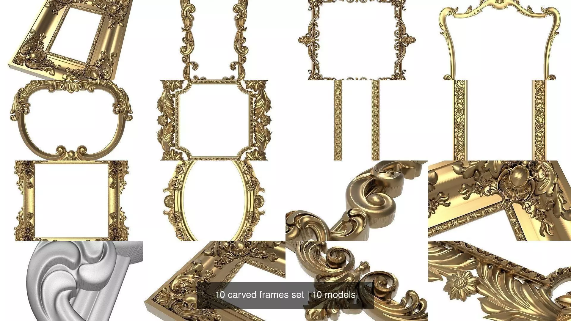 10 carved frames set 3D Model Collection_0