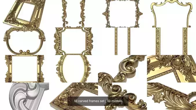 10 carved frames set 3D Model Collection