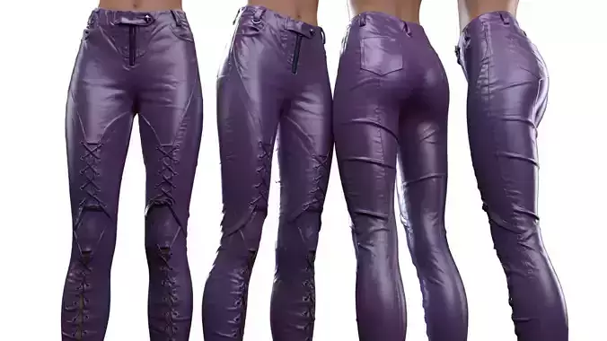 Leather Laced Shins Pants 3D model