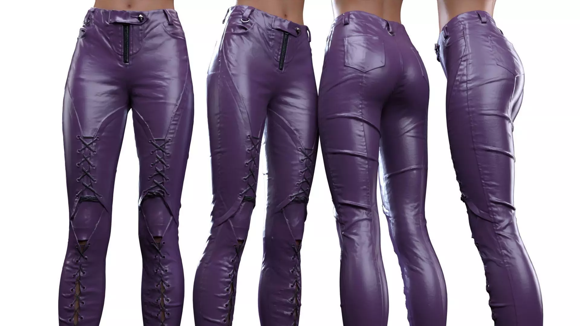 Leather Laced Shins Pants 3D model_0