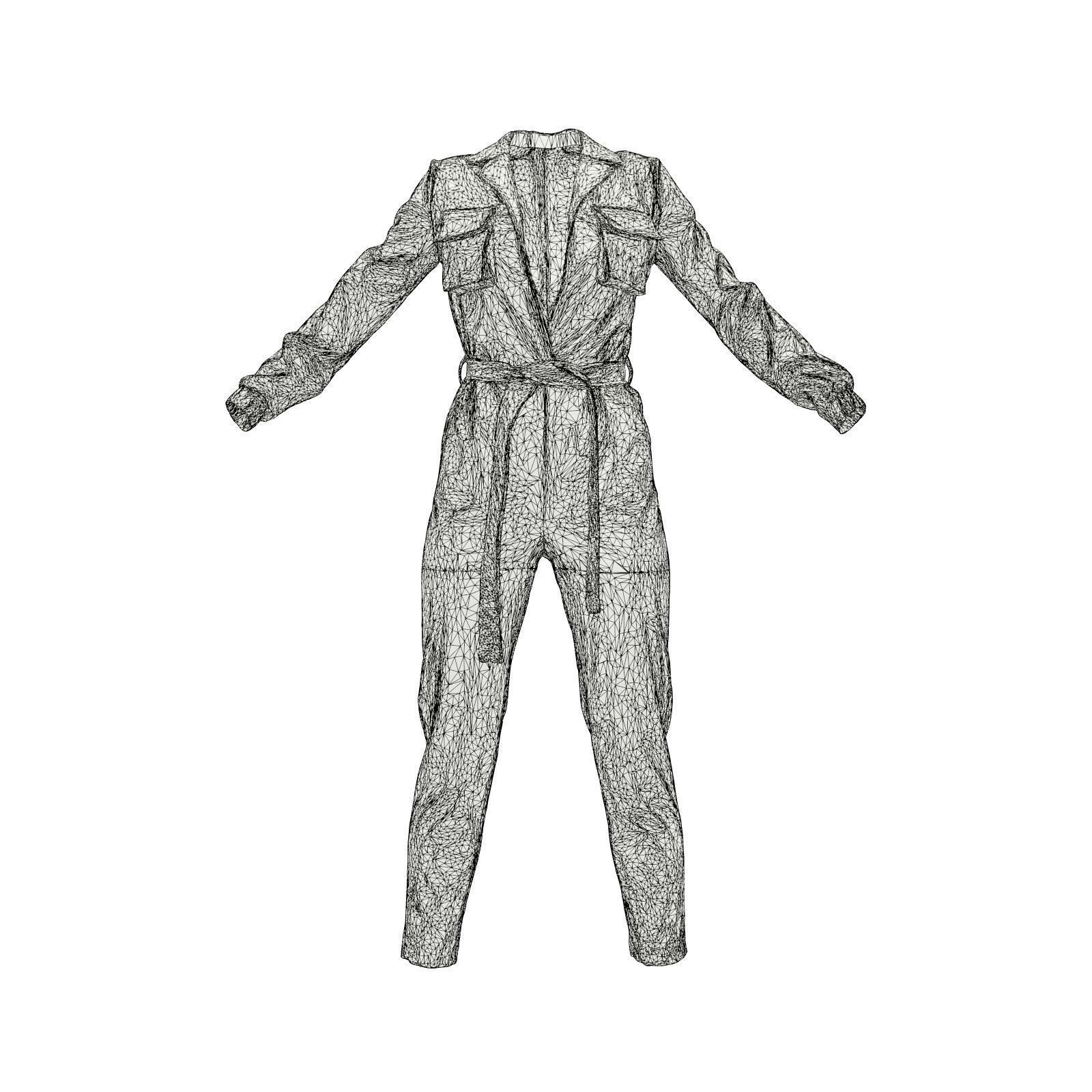 Leather Jumpsuit 3D model_6