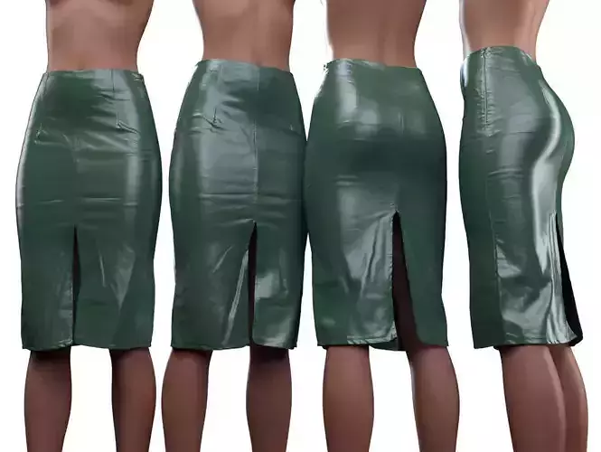Leather Double Split Skirt 3D model