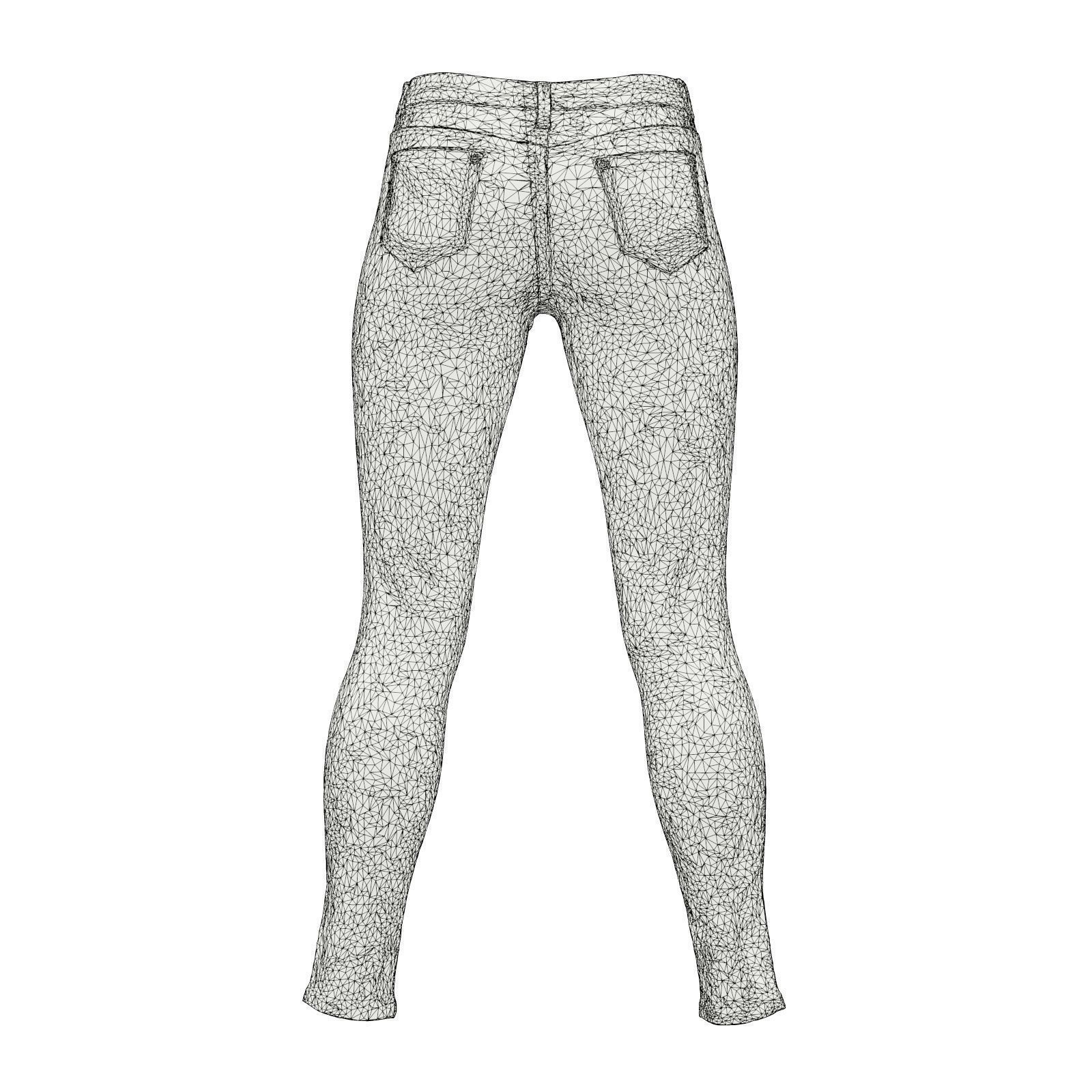 Leather Details Jeans Trousers 3D model_9