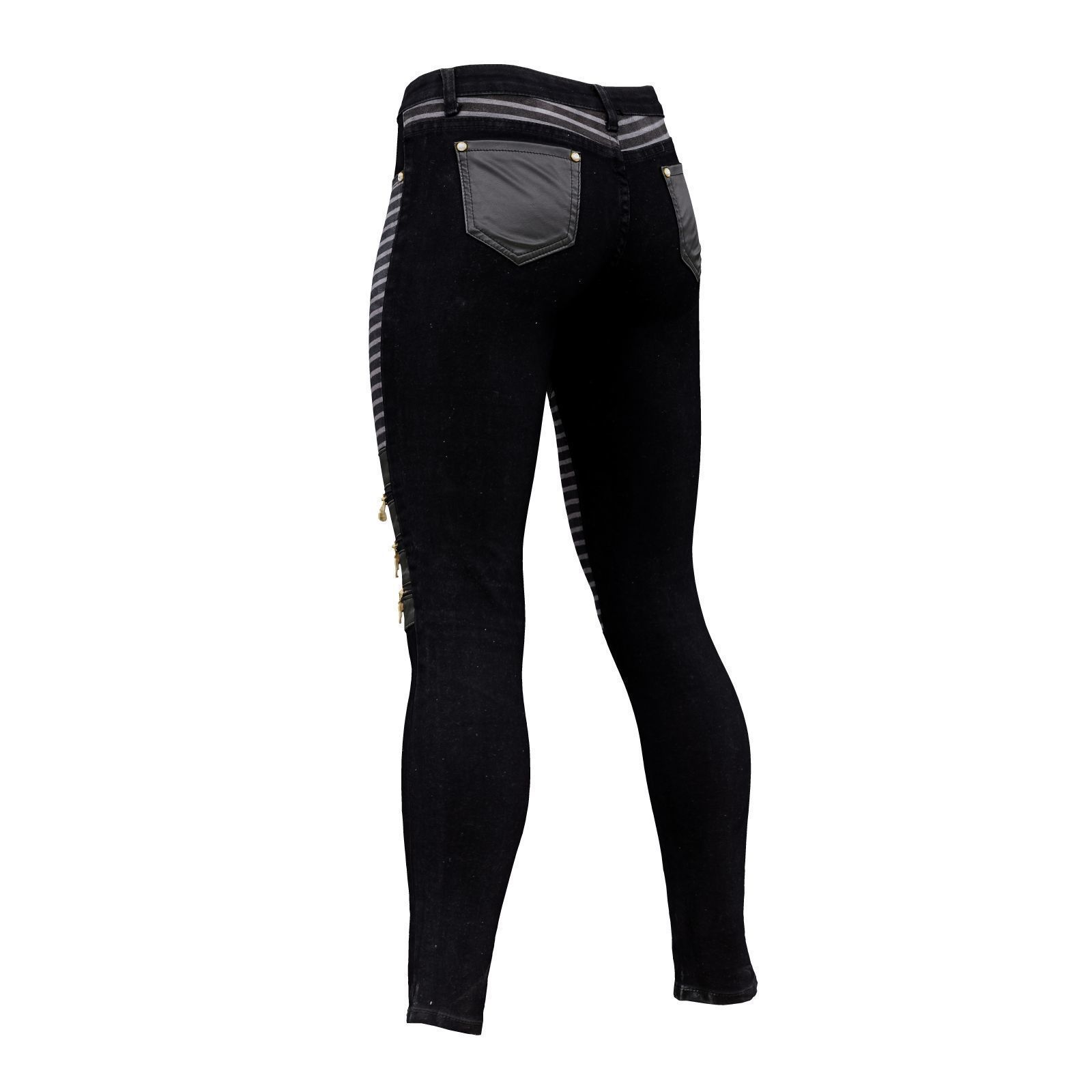 Leather Details Jeans Trousers 3D model_5