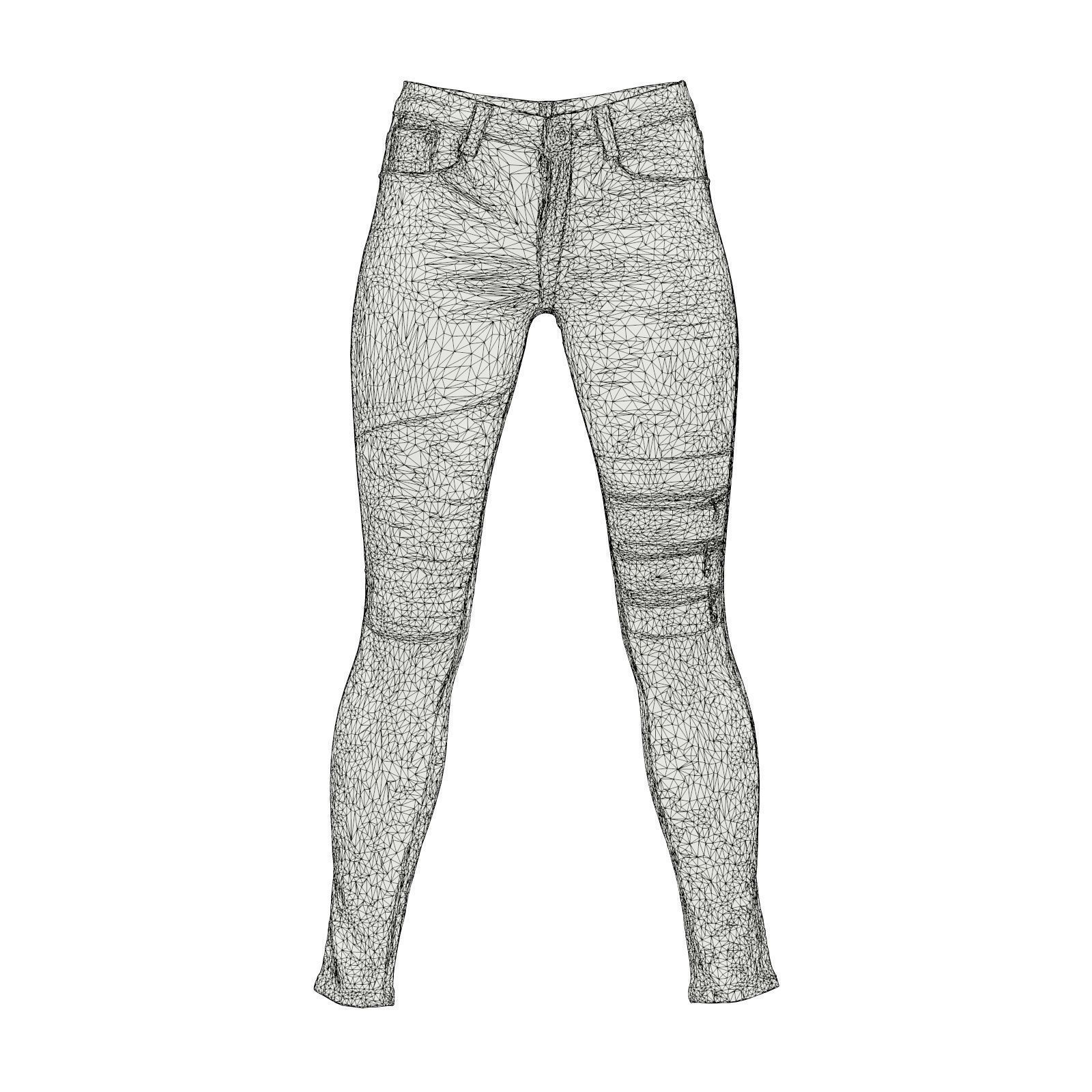 Leather Details Jeans Trousers 3D model_8