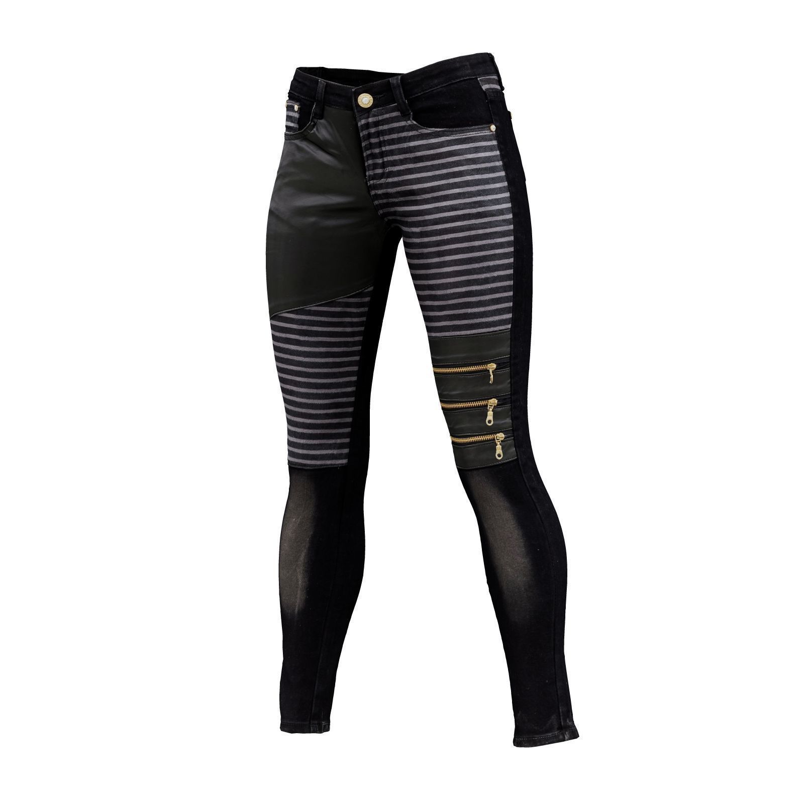 Leather Details Jeans Trousers 3D model_4