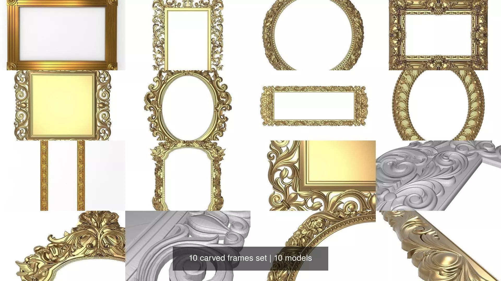 10 carved frames set 3D Model Collection_0