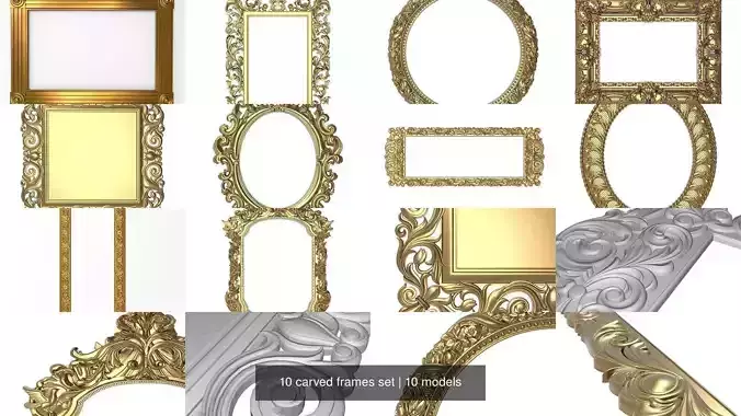 10 carved frames set 3D Model Collection