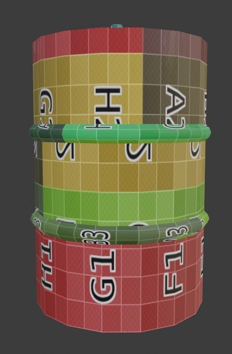 Metal barrel with elements of dirt rust and stickers Low-poly 3D model_12