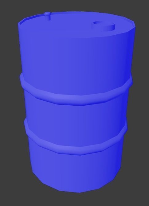 Metal barrel with elements of dirt rust and stickers Low-poly 3D model_13