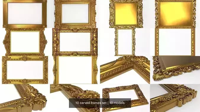 10 carved frames set 3D Model Collection
