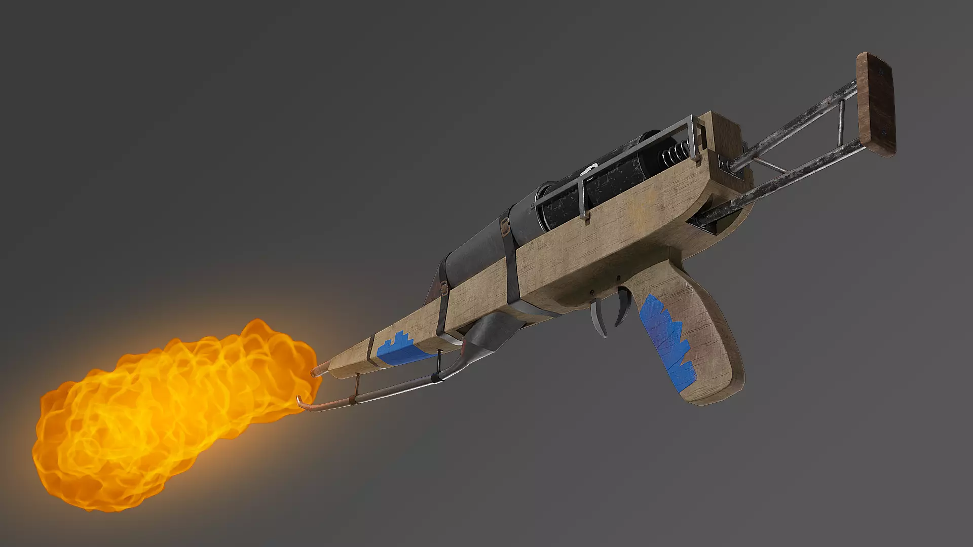 Flamethrower for games Low-poly 3D model_0