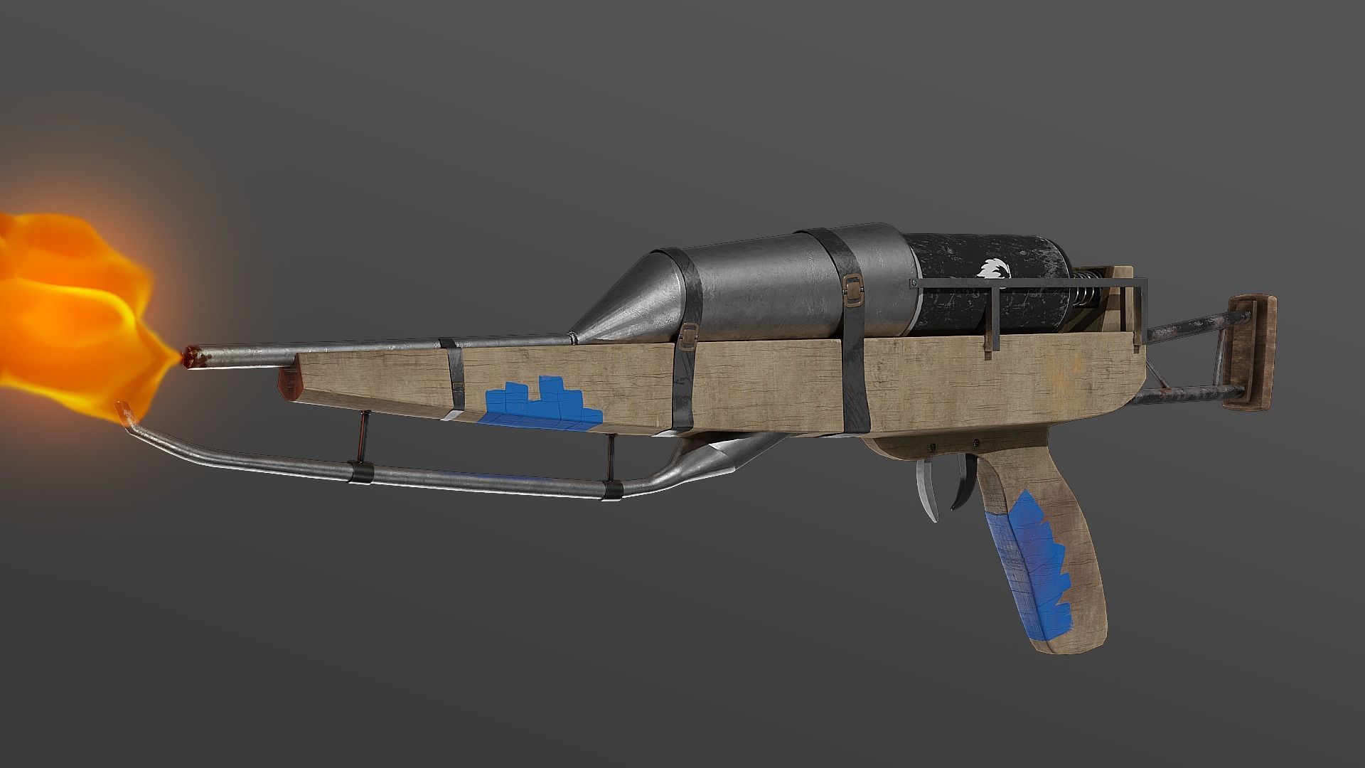 Flamethrower for games Low-poly 3D model_2