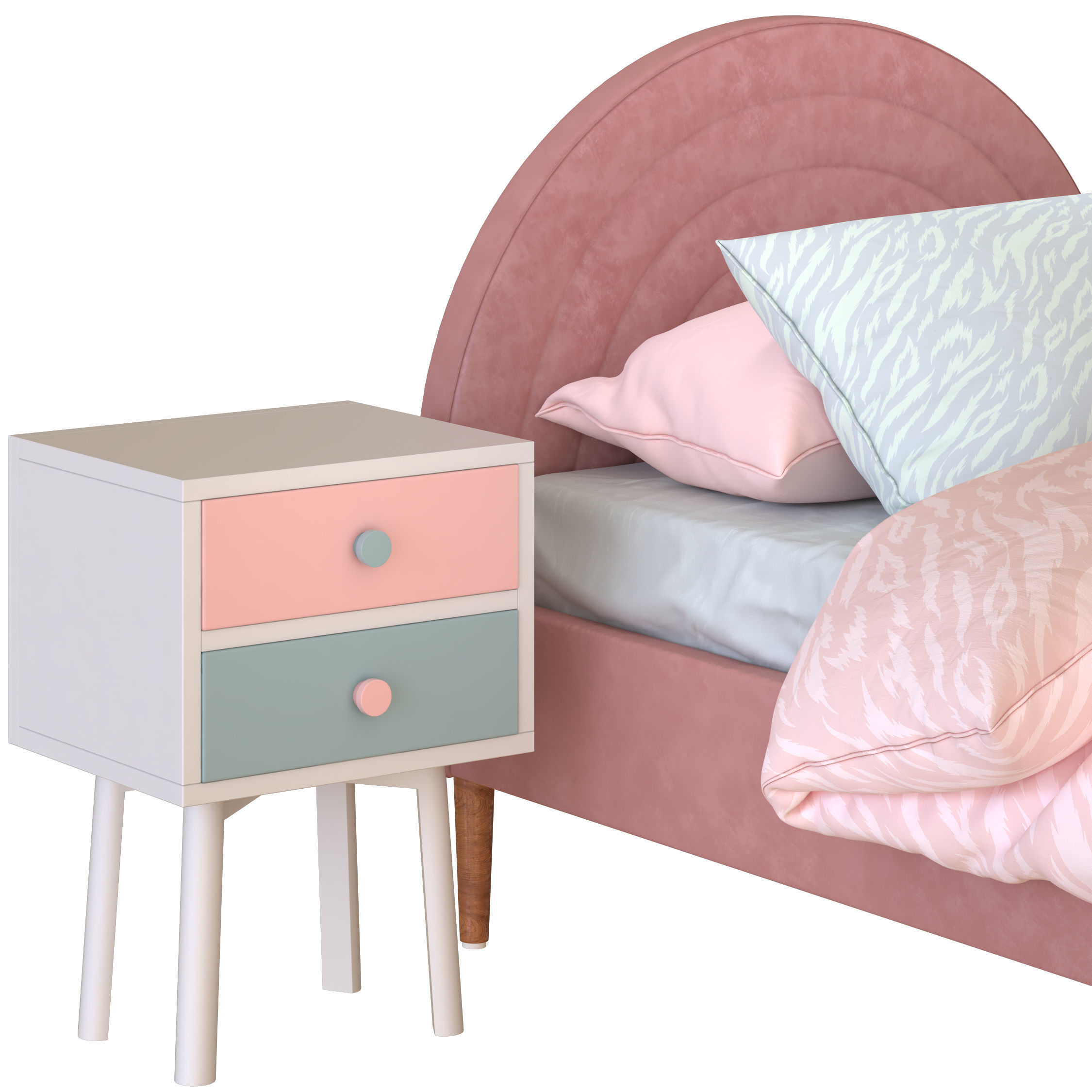 Rainbow Shaped Single Bed 3D model_1