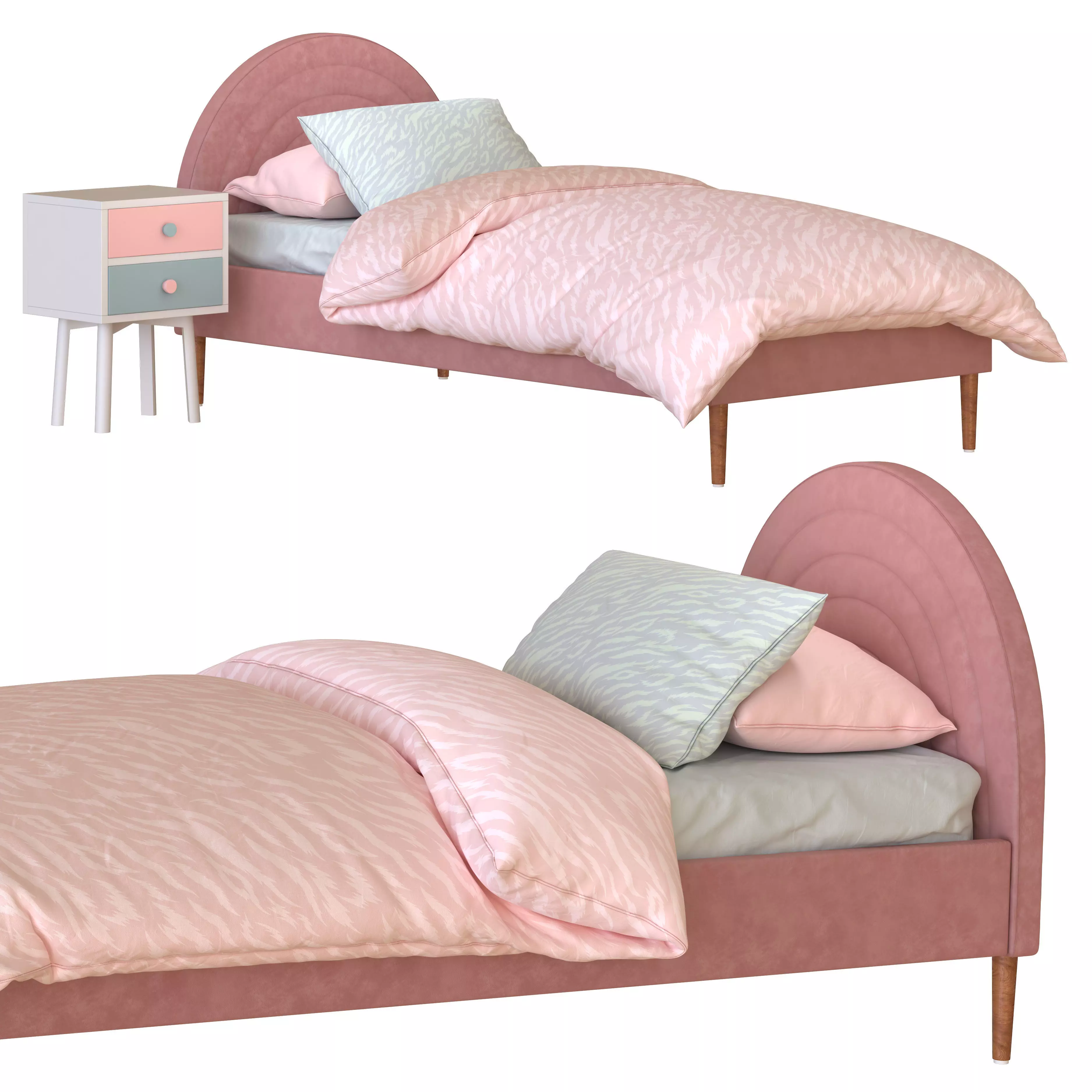 Rainbow Shaped Single Bed 3D model_0