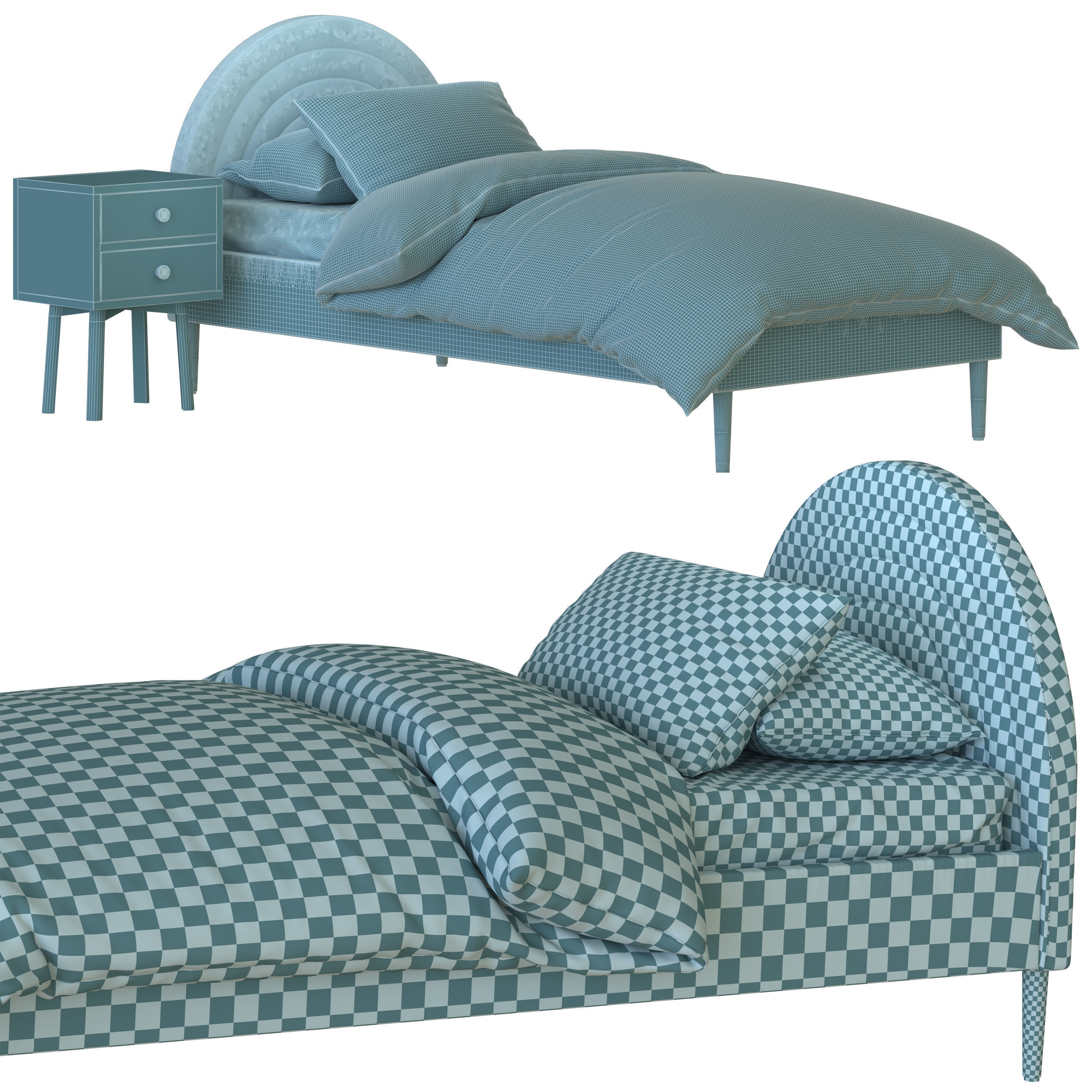 Rainbow Shaped Single Bed 3D model_2