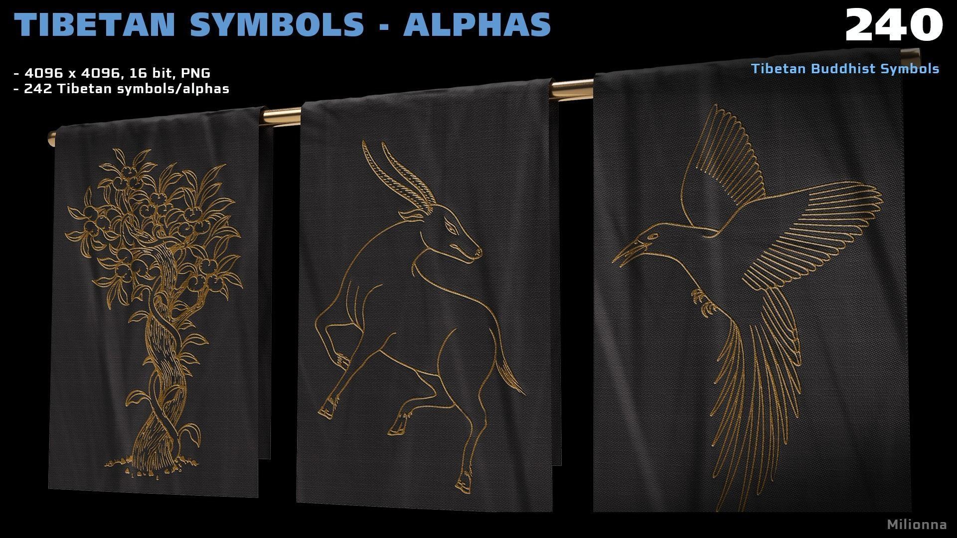 240 Tibetan Symbols - Alphas PNG Texture_1