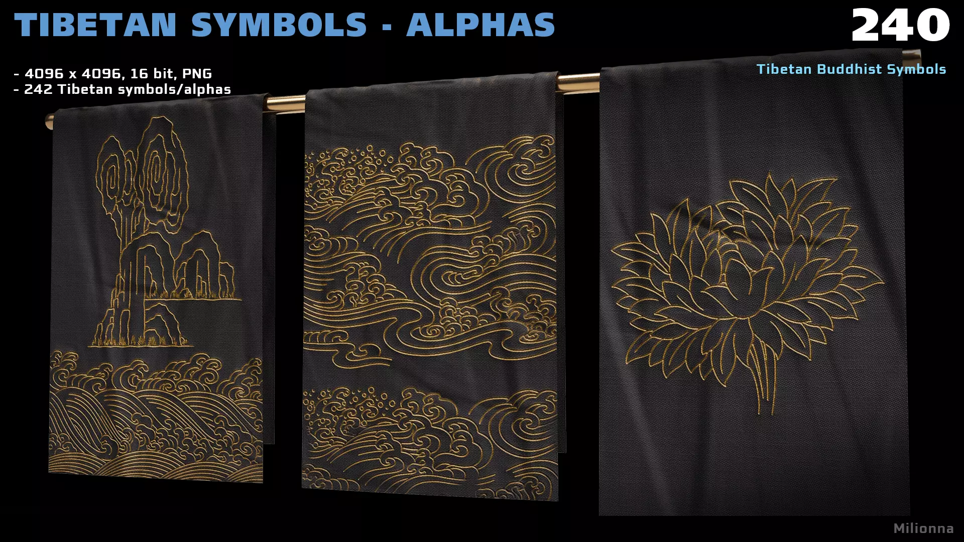 240 Tibetan Symbols - Alphas PNG Texture_0