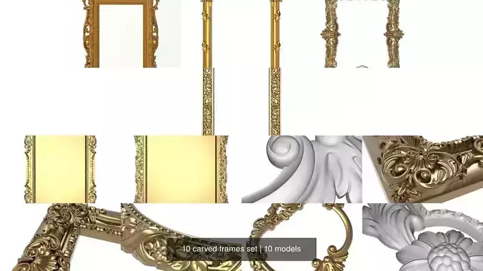 10 carved frames set 3D Model Collection