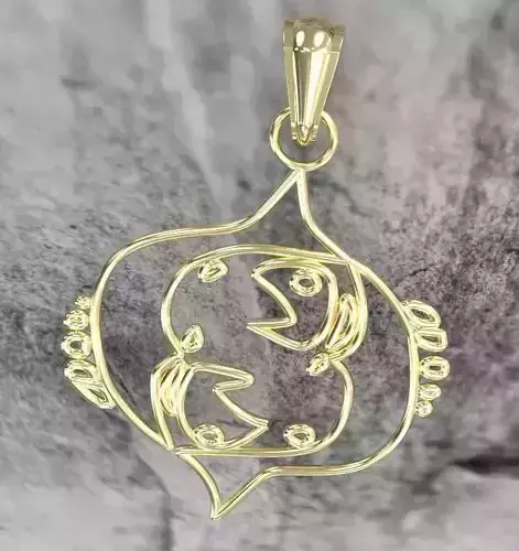 pisces zodiac pendant fish Free 3D print model