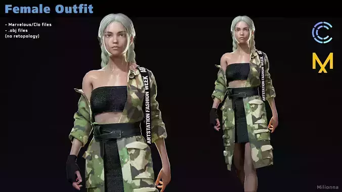 Female outfit  MD  CLO3D projects  OBJ