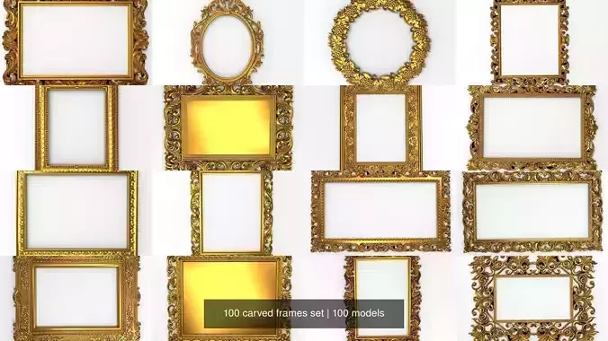 100 carved frames set 3D Model Collection