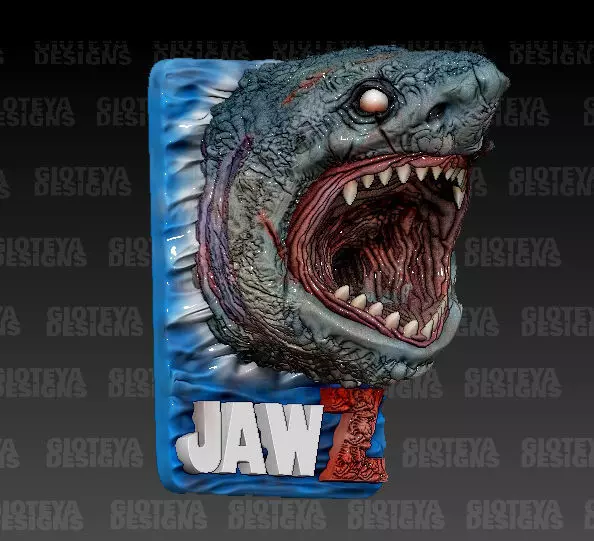JAW Z jaws - shark head wall decal 3D model_0