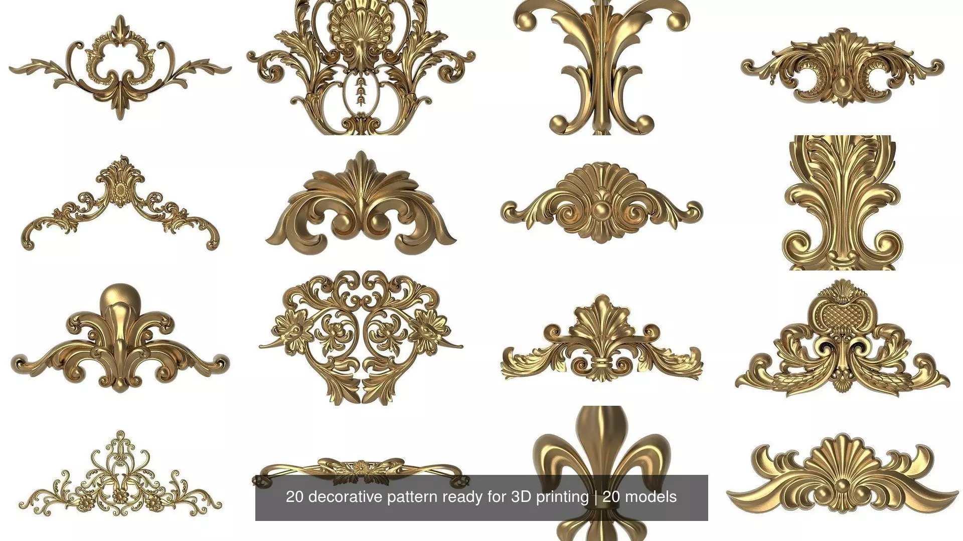 20 decorative pattern set ready for 3D printing 3D Model Collection_0